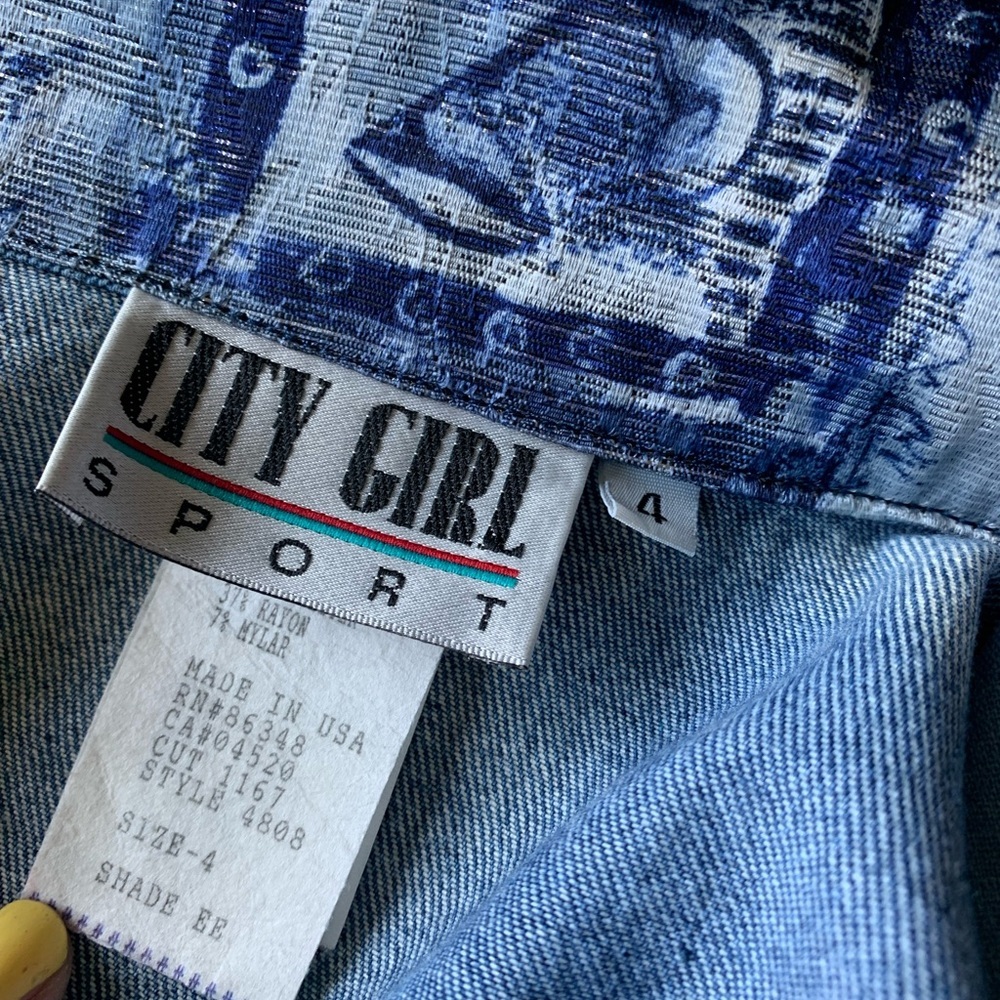 ▶️ Vintage Cropped Denim Jacket Womens 4 Embroidered Studded Western 90s - Picture 2 of 15